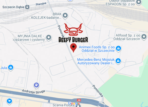 mapa beefy burger szczecin